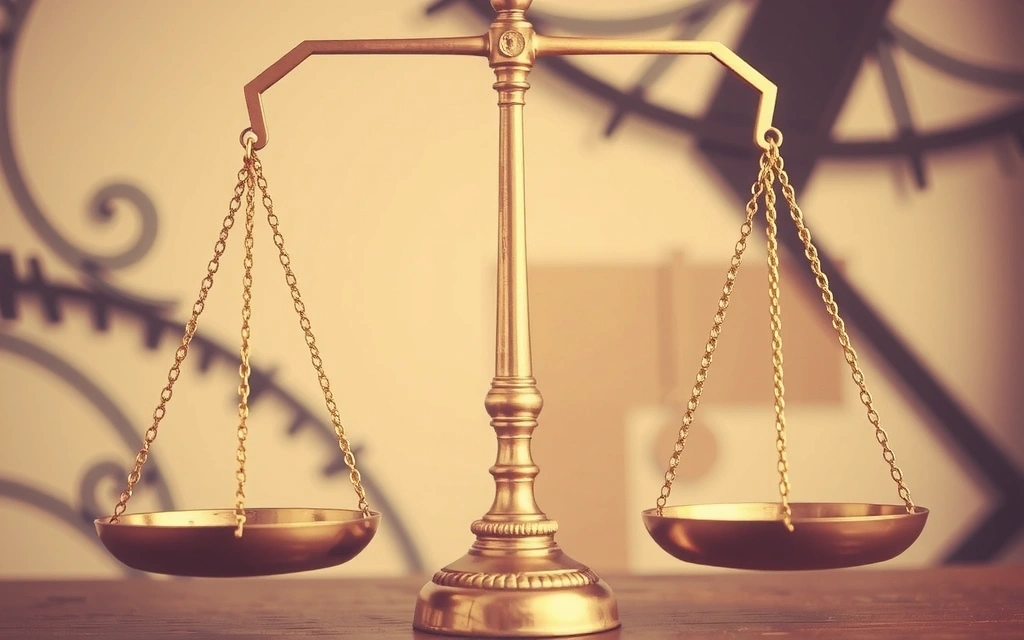 Bilancia della giustizia su sfondo astratto